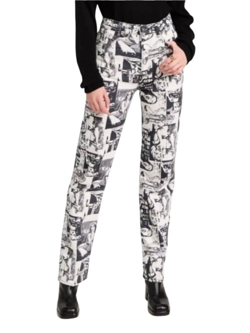 Reformation Cynthia High Rise Straight Leg Jeans pop culture Graphic Print 26